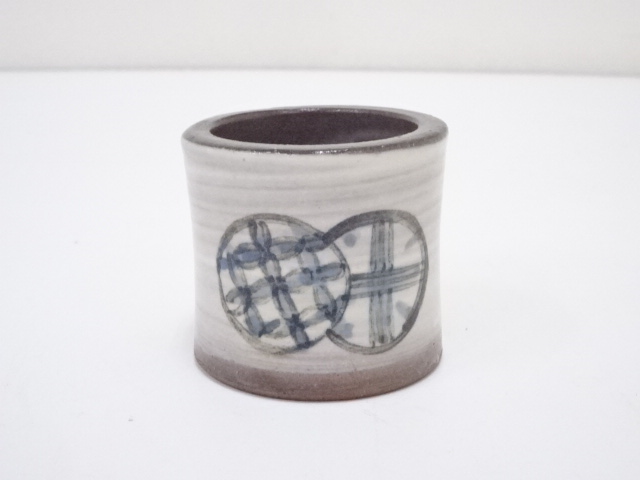 JAPANESE TEA CEREMONY / FUTA OKI(LID REST) / KYO WARE / BRUSH MARKS / ARTISAN WORK